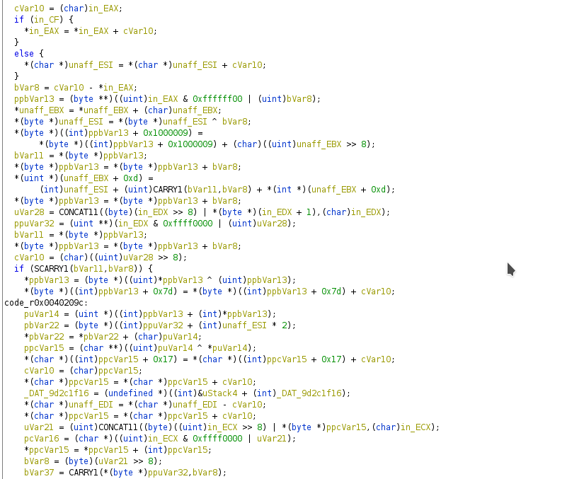 Decompiled code looks messy.
