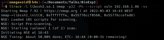 ltrace showing calls to libssh2.so