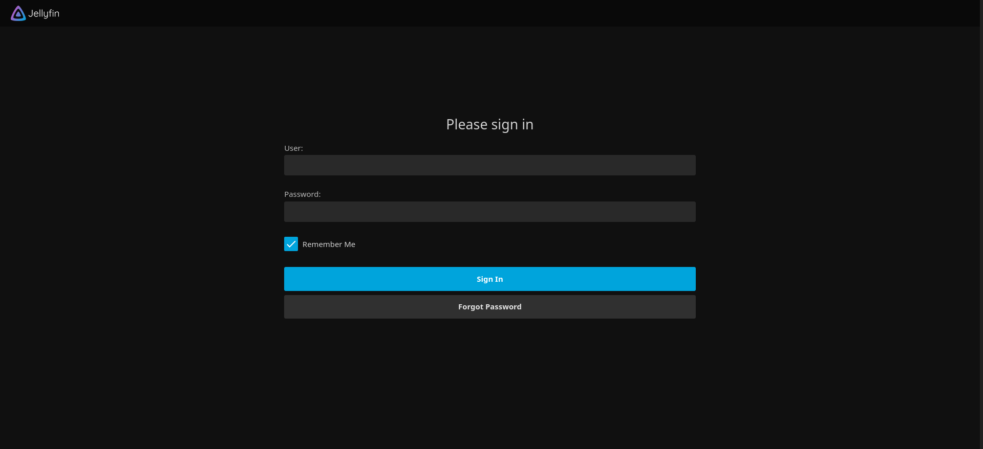 Jellyfin Login Page