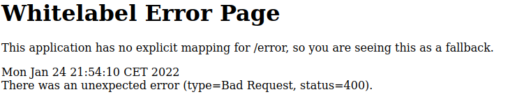 Whitelabel Error Page.